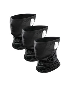1 buah/2 buah/3 buah Masker Pelindung Wajah Unisex Warna Polos dengan Tali Telinga, Bernapas untuk Aktivitas Luar Ruangan, Memancing, Bersepeda, dan Perjalanan, Penutup Leher Serbaguna - Hitam - View 7