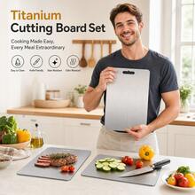 3pcs Pure Titanium Cutting Boards, Double-Sided Use - Cutting Board Set, Kitchen Accessories, Antibacterial Kitchen Cutting Boards, Suitable For Meat, Fruit And Vegetables, Non-Slip And Easy To Clean, 2026 Christmas Gift - View 2