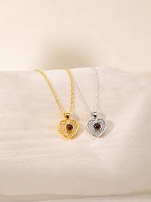 Rhinestone Double Heart Projection Customized Necklace, Customizable Built-In Projection Photo, Exquisite Double-Layer Heart Shape, Surrounded By Sparkling Rhinestones For Enhanced Ambiance. Gold Fine Cross Chain, Lightweight And Comfortable Fit, Durable Material. Romantic Confession Commemorative Accessory, Ideal Gift For Birthday And Anniversary, Stylish For Daily Wear, Projection Hides Exclusive Memories, Unique And Thoughtful. - Double Heart Projection Photo Necklace - View 5