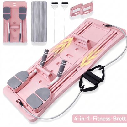 2026 Upgrade Aufklappbares Pilates Trainingsbrett, Multifunktionaler Heim Pilates Reformer mit automatischer Rückholfunktion für Bauch- und Ganzkörpertraining, Rosa
