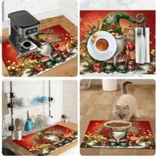 1pc Christmas Pattern Kitchen Dish Drying Mat, Coffee Machine Mat, Suitable For Tabletop Dish Placement Protection, Perfect For Christmas Home Decor, Multi-Purpose Drying Mat, Home Gift, Tabletop Decoration - XYLSD-1139 - View 11
