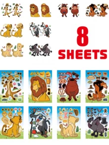 MASSDI 16pcs Savannah Animal Children Toy Stickers, Classroom Educational Interactive Toys, Character Expression Collage Pages, Halloween Party Supplies, Christmas Season Kids Birthday Gift Bag Fillers, DIY Craft Activity Decoration Set - Multicolor - View 7