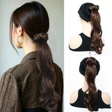 Women's Ponytail Hair Extension With Integrated Claw Clip, Korean Style Low Ponytail, Natural Voluminous Layered Curly Hair Piece - Black - View 13