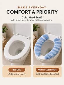 1 Pair - Autumn/Winter Toilet Seat Cover, Washable And Reusable Toilet Seat Pad, Memory Foam Plush Toilet Seat Cushion, Electrostatic Adsorption Adhesive, Soft And Non-Shedding Universal Waterproof Toilet Seat Ring Sticker, Toilet Seat Cover, Toilet Accessories, Cute Toilet Seat Pad And Toilet Seat Cover - Multicolor - View 10