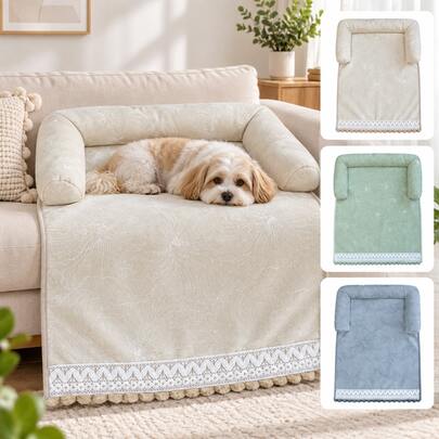 Protector de sofá para mascotas, cojín de respaldo engrosado de tres lados, alfombra de descanso para perros y gatos, almohadilla de sofá suave con patrón floral y decoración de encaje, alfombra de protección de muebles para mascotas, adecuada para perros y gatos pequeños y medianos, disponible en múltiples colores