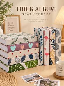 6 Inch 200-Photo Linen Photo Album, Decorative Printed Fabric Cover, Family And Travel Memorial Album Linen Cover 6 Inch Photo Album, With 200 Pockets, Cute Pattern Photo Album Suitable For Family Vacation And Daily Memories - one-size - View 6
