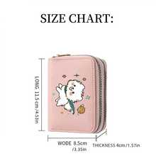 1PC Cute "Puppy" Floral Print Double Zipper Credit Card Holder - Compact Double Zipper Wallet With Animal Design - Large Capacity Cash, ID, Credit Card And Essentials Storage Coin Purse, Perfect Gift For Family And Friends - Multicolor - View 3