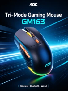 AOC GM 163 Wireless Bluetooth 3-Mode Rechargeable Mouse, Business Office Gaming Computer Tablet Universal - View 1