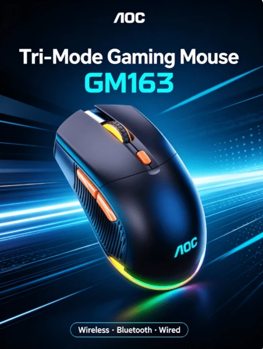 AOC GM 163 Wireless Bluetooth 3-Mode Rechargeable Mouse, Business ...