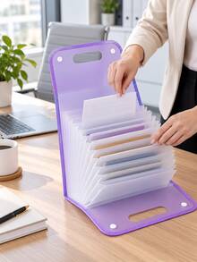 Handheld Vertical Expanding File Folder, File Storage Organizer, 13-Pocket Test Paper Storage Bag, Paper Document Storage, Large Capacity Design, Multi-Pocket Design, Suitable For Organizing Files, Invoices, Receipts And Various Documents, Durable - Multicolor - View 1