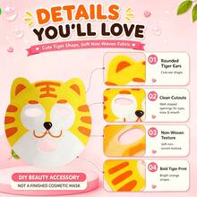 4 lembar masker DIY motif harimau lucu, bantalan masker kering non-woven polos, dapat disesuaikan untuk semua jenis kulit, lembaran masker kering motif harimau yang dikompresi, gunakan dengan essence untuk efek perawatan kulit bertema harimau instan di rumah, tidak menyebabkan iritasi dan bebas pewangi. - MultiWarna - View 3