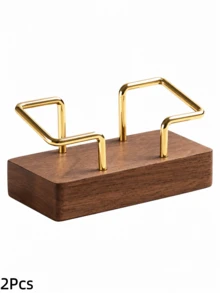 1pc Solid Wood & Metal Business Card Holder, Desktop Card Storage Box, Premium Business Card Display Stand, Office Desk Card Base Holder, Desktop Memo Card Holder, Office Business Card Display Stand, Desktop Small Storage Decor - Desktop Note Storage Box - View 9