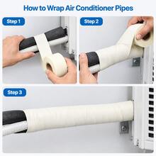 Black HVAC Aluminum Foil Tape, Sun Protection Pipe Wrap For Outdoor AC Unit, Thick Self-Adhesive Copper Tube Water Drain Pipe Insulation Tape-5pcs - Black - View 8