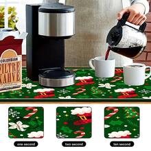 1pc Dish Drying Mat, Coffee Machine Mat, Christmas Series Pattern Dish Drying Mat, Tabletop Protective Placemat, Suitable For Kitchen Dish Drying, Suitable For Holiday Table Decoration, Multi-Purpose Drying Mat, Home Gift, Tabletop Decor - XYLSD-1134 - View 10