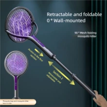 scbestuygo Foldable Telescopic Electric Mosquito Swatter, USB Rechargeable, 1200mAh Battery Life, Indoor Pest Control, Suitable For Home Users, Renters, Office Workers And Student Dorms - Dark Grey - View 6