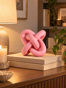 Modern Infinity Knot Decor, Pink Abstract Small Statue, Contemporary Sculptural Home Decoration For Shelf, Mantel, Coffee Table, Bedroom, Office & Housewarming Gift - Selected Items - View 10