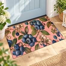 Pink Background Blueberry Print Long Runner Rug, Home Indoor Decor, Kitchen Runner, Entryway Mat, Hallway Entrance Decor, Bedroom Bedside Rug, Living Room Rug, Laundry Room Mat, Bathroom Mat, Suitable For Apartment, Dorm And Home Daily Decor - Multicolor - View 4