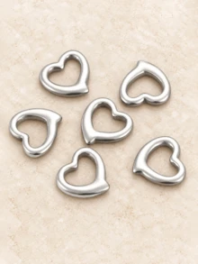 5PCS/10PCS Hollow Open Heart Charms Beads, Stainless Steel Metal Spacer Charms For DIY Bracelets Necklaces Jewelry Making - Hollow - View 3