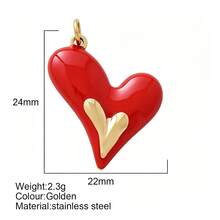 Multi-Style Colorful Oil Drop Heart & Demon Eye Pendant, Customizable DIY Paperclip Chain Accessory For Thanksgiving And Valentine's Day - Gold - View 23