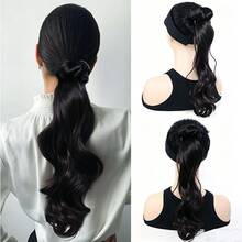 Women's Ponytail Hair Extension With Integrated Claw Clip, Korean Style Low Ponytail, Natural Voluminous Layered Curly Hair Piece - Black - View 12