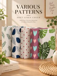 6 Inch 200-Photo Linen Photo Album, Decorative Printed Fabric Cover, Family And Travel Memorial Album Linen Cover 6 Inch Photo Album, With 200 Pockets, Cute Pattern Photo Album Suitable For Family Vacation And Daily Memories - one-size - View 4