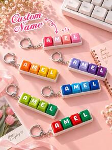 Customized English Name Keycap Keychain, Can Customize Your English Name, Multiple Colors Available, Laptop Bag/Backpack Pendant - Multicolor - View 5
