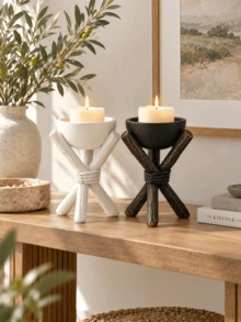 1Pc Artistic Tripod Bowl Candle Holders, Desktop Centerpiece For Wedding & Holiday Decor - Tripod Stand - View 5