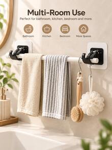 8/2/1pc Curtain Rod Brackets, Self-Adhesive Curtain Hooks With Spring Clip Design, No Drilling Required, Suitable For Round Curtain Rods, Ideal For Renters, Bedroom And Living Room Curtain Installation - Multicolor - View 6