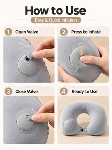 Bantal Leher Tiup Portabel, Bantal Perjalanan Bentuk U dengan Desain Pengisian Cepat, Bantal Udara Ringan untuk Perjalanan Pesawat, Mobil, Kereta Api, Hadiah Liburan Natal - A - View 6
