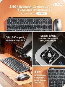 AOC Kombo Keyboard dan Mouse Bluetooth Nirkabel KM600: Keyboard dan mouse isi ulang mode ganda, mekanisme sakelar gunting senyap, desain tahan percikan air, kompatibel dengan laptop dan desktop, tersedia berbagai warna. - View 3