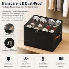 1pc Foldable Fabric Shoe Box With Transparent Lid, Divided Storage Bin, Dust-Proof And Moisture-Proof, Large Capacity Multi-Functional Organizer Basket For Home - Multicolor - View 5