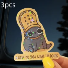 Orange Clog Hat Gray Cat, Adorable Self-Deprecating Healing Cartoon Sticker - Waterproof Vinyl Sticker - Durable Matte Surface, Self-Adhesive Bumper Sticker, Suitable For Cars, Windows, Laptops, Trucks, Water Bottles - Multi-Functional Durable Design, Car Sticker - Vinyl - View 12