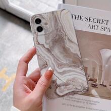1PC Dark Marble Pattern, Perforated Transparent Phone Case, Compatible With Iphone 17 16 15 14 13 12 11 Pro Max 12 13 X XR XS 7 8 Plus And Galaxy Protective Case, Perfect As A Personalized Gift For Yourself, Partner, Family, Friends, Birthday Gift, Christmas Gift, Halloween Gift, Graduation Gift, Daily Gift - Clear - View 2