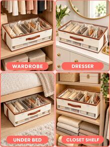 Handbag Storage Organizer Box With Lid And Handle, Space-Saving Closet Storage Container For Apartment, Dorm And Home Use, Underbed Storage - Multicolor - View 8