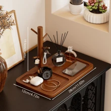 Bamboo Branch Key Storage Tray, Desktop Entryway Organizer With Hooks, Key, Jewelry, Watch And Small Home Decor Storage Tray, Home Desktop Decoration - View 6