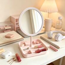 Ed Round Makeup Mirror With Multi-Compartment Storage Tray, 360° Rotatable Lighted Vanity Mirror - Multicolor - View 6