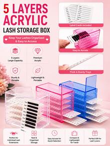 5-Layer Acrylic Eyelash Storage Box, Camellia Single-Strand Lash Desktop Flower Storage Organizer - Clear - View 7