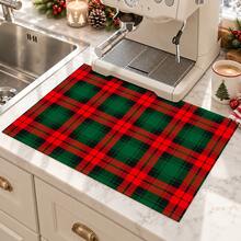 1pc Christmas Red Striped Pattern, Kitchen Countertop Absorbent Drying Mat, Coffee Machine Mat, Pour Over Coffee Pot Mat, Dish Drainer Mat, Non-Slip Heat-Resistant Kitchen Mat, Table Mat, Breakfast Mat, Washing Machine Mat, Home Kitchen Dining Table Coffee Shop Bar Decor Mat, Holiday Party Housewarming Gift - Multicolor - View 3