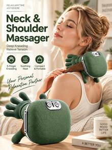Smart Heated Neck & Shoulder Massager, USB Electric Deep Tissue Kneading Massage Machine For Neck, Back, Legs, Christmas & Halloween Gift For Women & Men - C-Green - View 2
