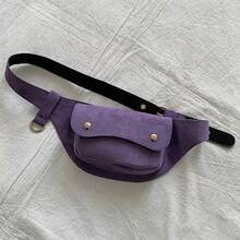 Niche Design Pocket Waist Bag, Fashionable Waist Pack, Suede Multi-Functional Belt Bag, Motorcycle Chest Bag, Mini Bag - Purple - View 9