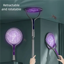 scbestuygo Foldable Telescopic Electric Mosquito Swatter, USB Rechargeable, 1200mAh Battery Life, Indoor Pest Control, Suitable For Home Users, Renters, Office Workers And Student Dorms - Dark Grey - View 3