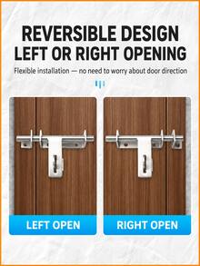 1pc 304 Stainless Steel Surface Mount Door Bolt Lock, Reversible Sliding Barrel Bolt, Heavy Duty Latch, Suitable For Wooden Doors, Main Doors, Cabinets, Sheds, Indoor And Outdoor Use - 1 PCS - View 10