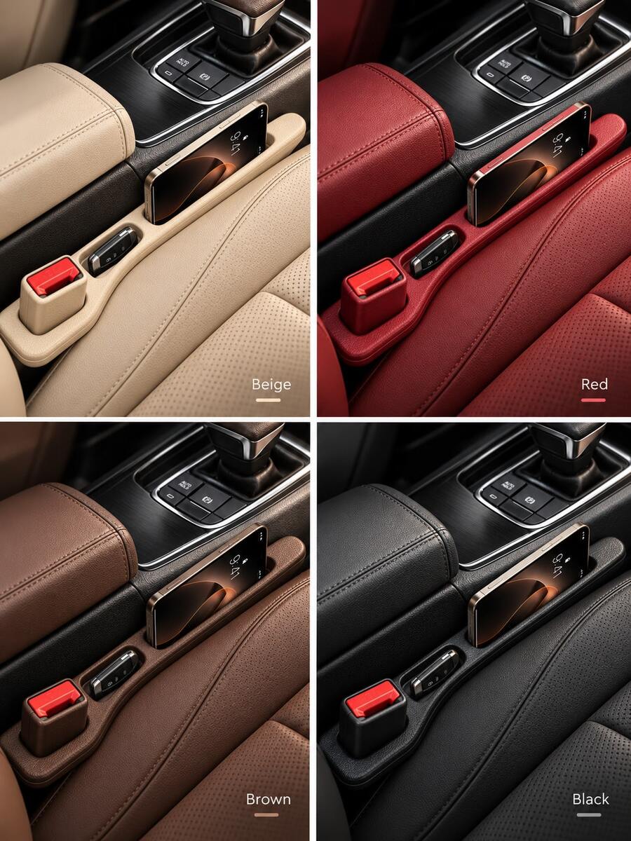 2PCS Car Seat Gap Filler Storage Organizer, Multi-Function Seat Gap Filler Anti-Drop Filler Strip, Phone Key Card Side Storage Rack, Does Not Affect Seat Belt Use, Car Interior Organizer Accessories - Multicolor - View 1