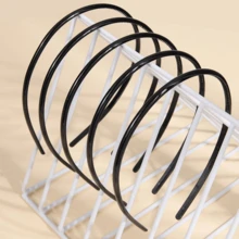 12pcs/Pack Black Simple Solid Color Hair Hoops, Basic Style, DIY Available, Suitable For Women Daily Use. Tiaras, Hairband, Hair Accessories - Black - View 7