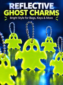 20/10/5pcs Double-Sided Reflective Keychains, Fun Night Fashion Bag Charms And Decorative Key Rings, Suitable For Halloween Party, Handbags, Backpacks, Gifts - Multicolor - View 1