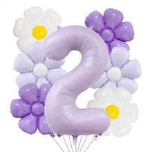 7 Pcs/Set 40 Inch Marca Purple Digital Daisy Balloon Set Flower Aluminum Foil Balloon For Birthday Shower Anniversary Decoration - View 10