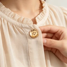 5pcs Metal 4-Hole Buttons For Suit, Shirt, Coat, Trench Coat, Jacket, Clothing Accessories, Matte Gold And Silver Round Buttons - A - View 4