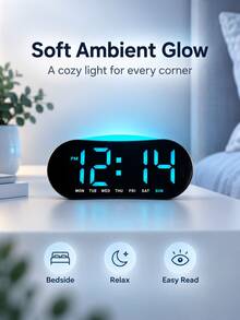 1pc Digital Alarm Clock, LED Multi-Functional Clock With Date, Temperature, DST, Brightness Adjustment, 2 Power Supply, Perfect For Living Room Office Desk(Batteries Not Included) - multicolor - View 2