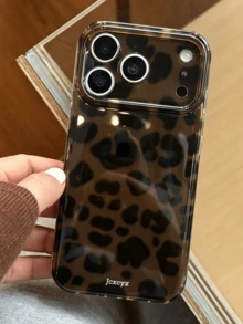 Vintage Art Grayish Brown Leopard Print Glossy Hard Phone Case Compatible With IPhone 18 Pro Max 18 Pro 17 Pro Max 17 Pro 16 Pro 16 Pro Max 15 Pro Max 15 Pro 14 Pro Max 14 Pro 15 17 16 Autumn And Winter Tortoise Shell Design Lens Camera Protective Phone Cases - Brown - View 3