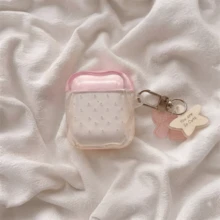 Clear Jelly Pink Polka Dot Compatible With Airpods 5 Protective Case, Wavy Contour Anti-Slip Earphone Cover + Cute Star Pendant Accessory Compatible With Apple Compatible With Airpods 5/4/2/3 Pro2 Earphone Protective Soft Shell, Birthday Holiday Gift - Pink Polka Dot + Pendant - View 5